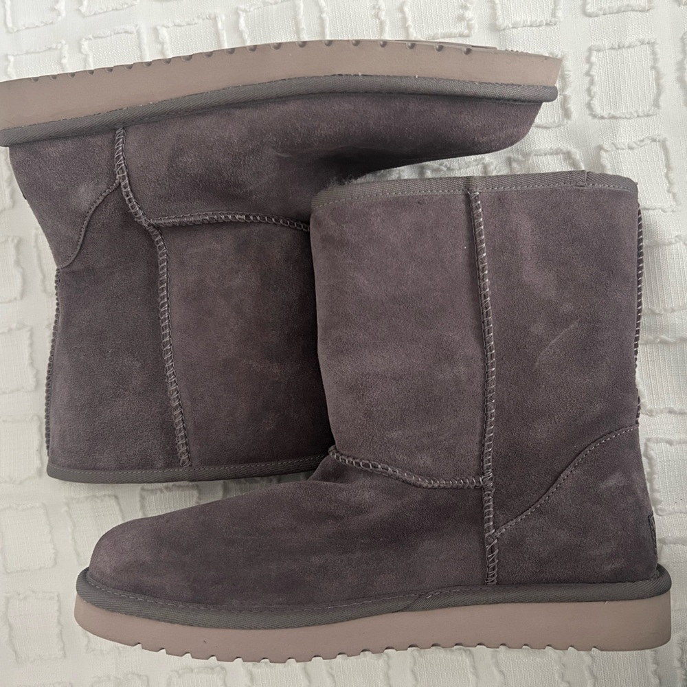 KOOLABURRA BY UGG KOOLA SHORT RABBIT GREY SUEDE SHEEPSKIN BOOTS SIZE US 10